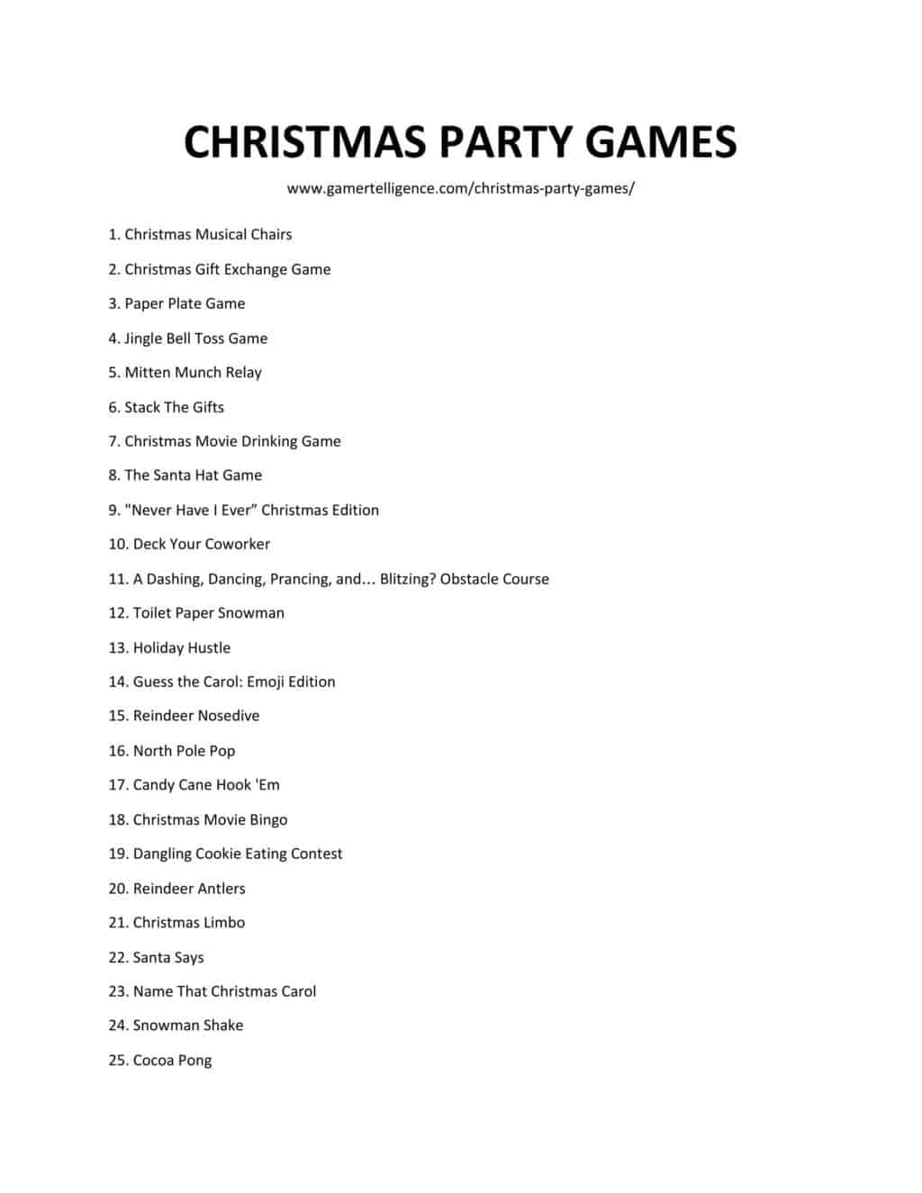 downloadable list of party games