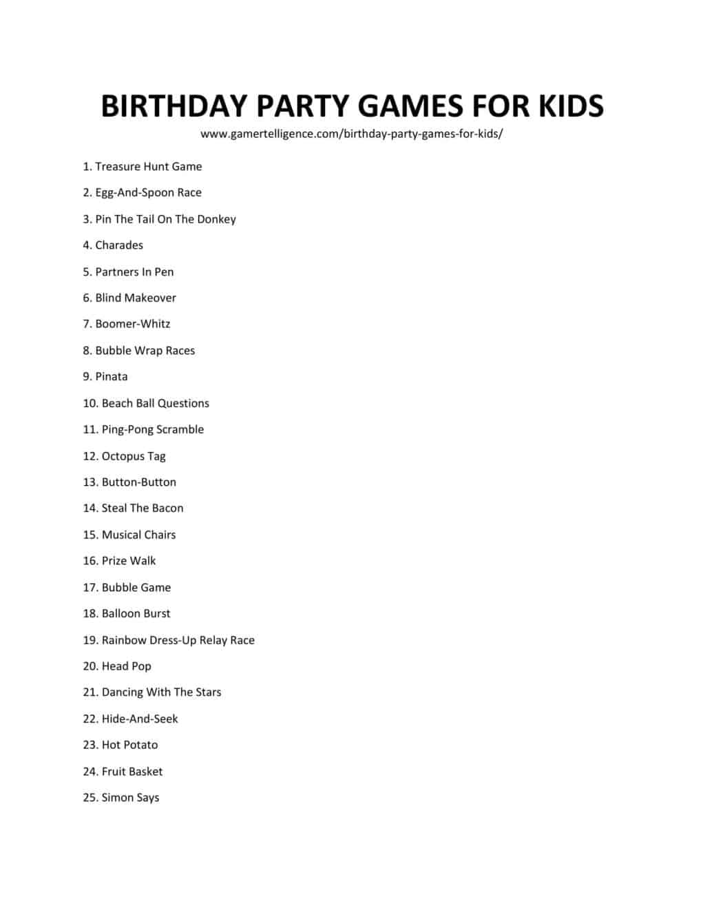 Downloadable and printable list as jpg or pdf