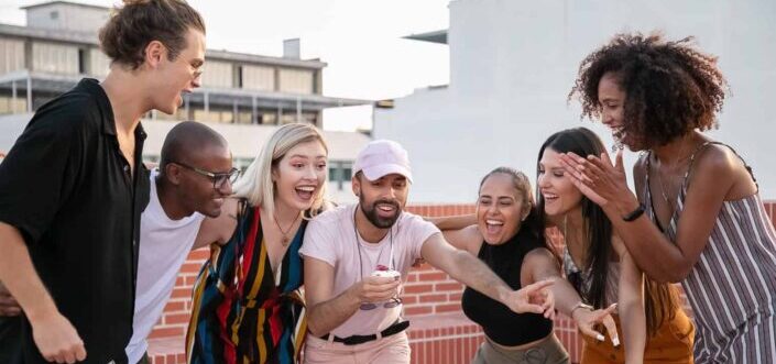 Friends celebrating fun together.