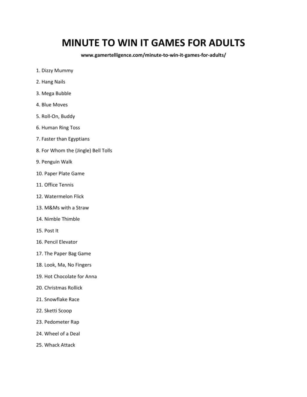 printable downloadable list