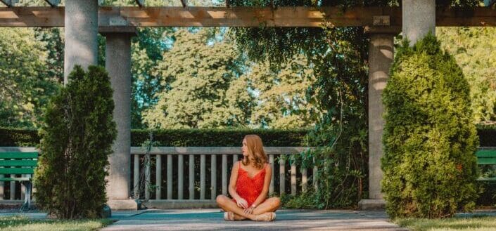 a woman sitting outside