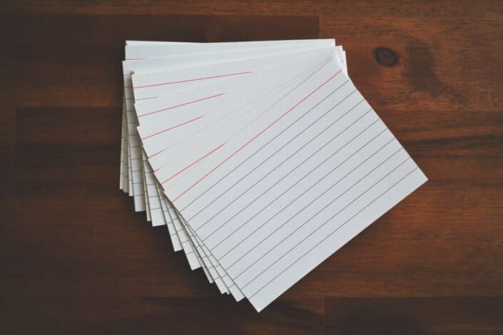 a stack of blank flash cards
