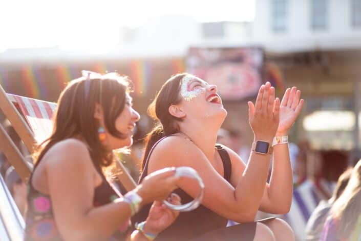 two girls laughing and having fun