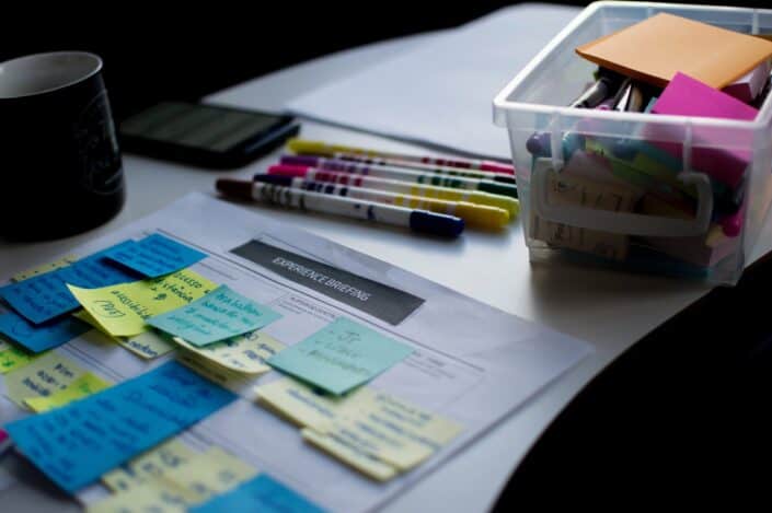 Sticky notes on a paper