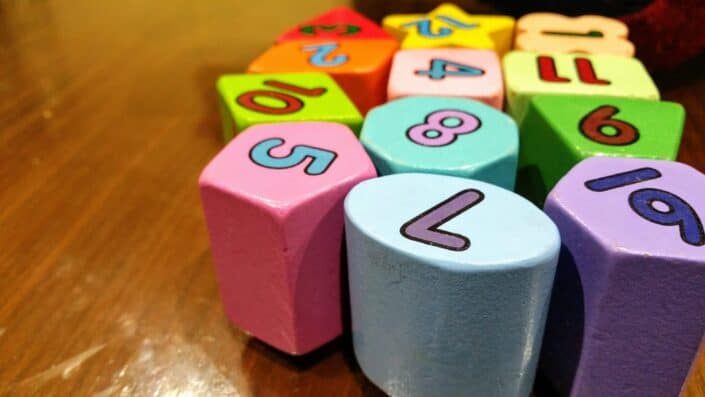 Colored blocks with numbers