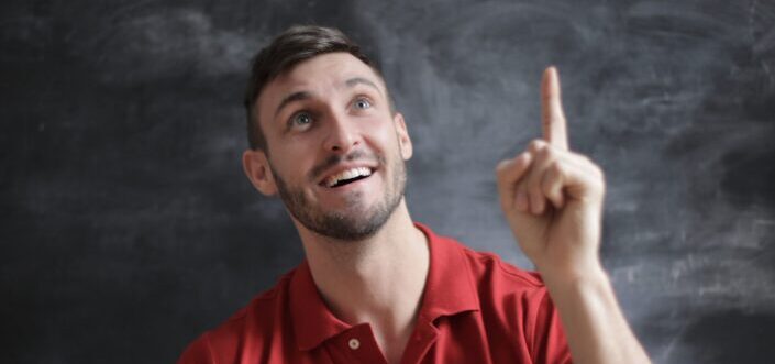 Man in red found a good idea