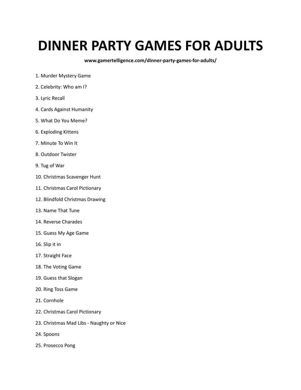 Downloadable and printable list 