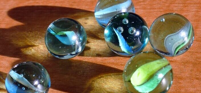 Different colors of marbles