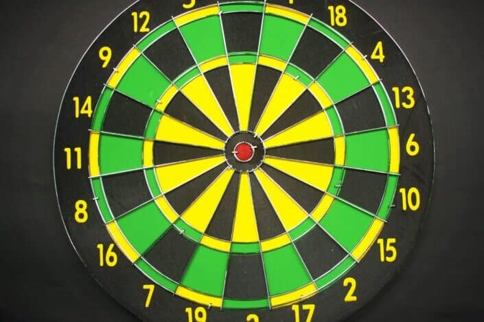 Green Yellow Darts Board With Black Background
