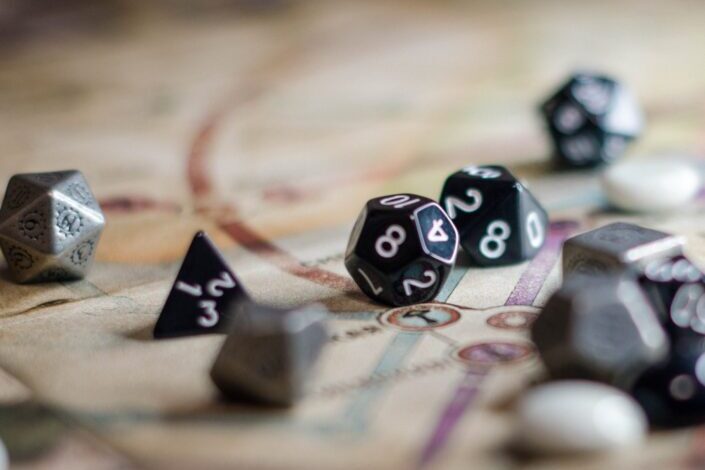 Many dices on a board