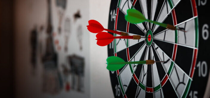 Close-Up of Darts Pins on Dartboard