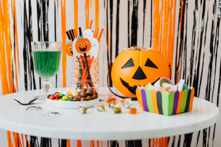 A table setup for halloween
