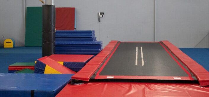 red and blue foam table