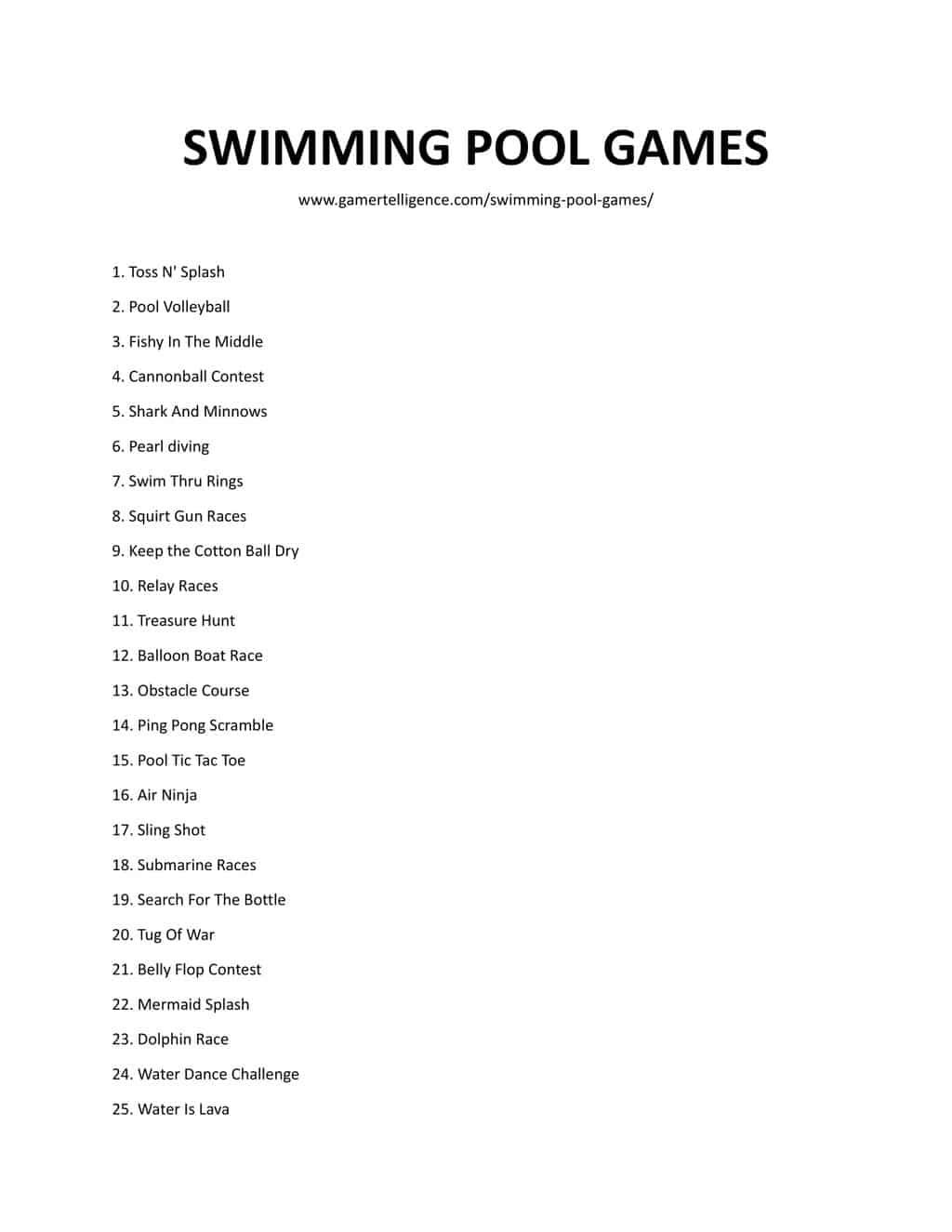 Downloadable and Printable List