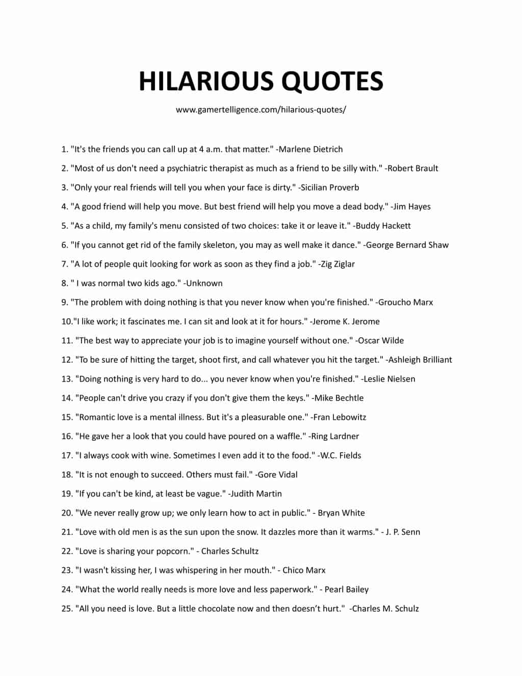 Downloadable and Printable List