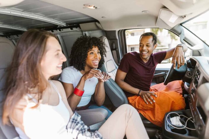 Friends Chatting in a Car
