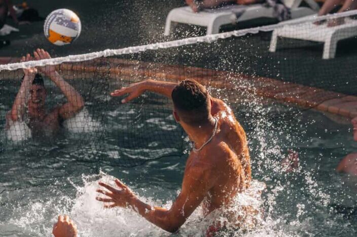 people playing water volleyball