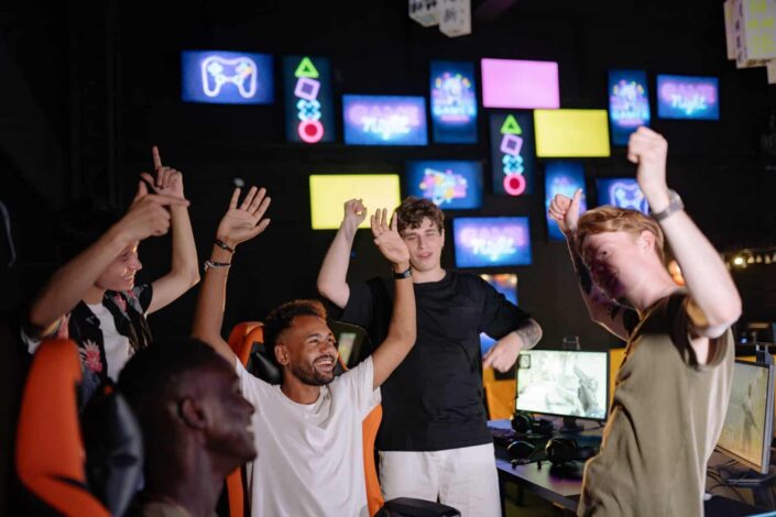 Gamers Inside a Computer Gaming Shop